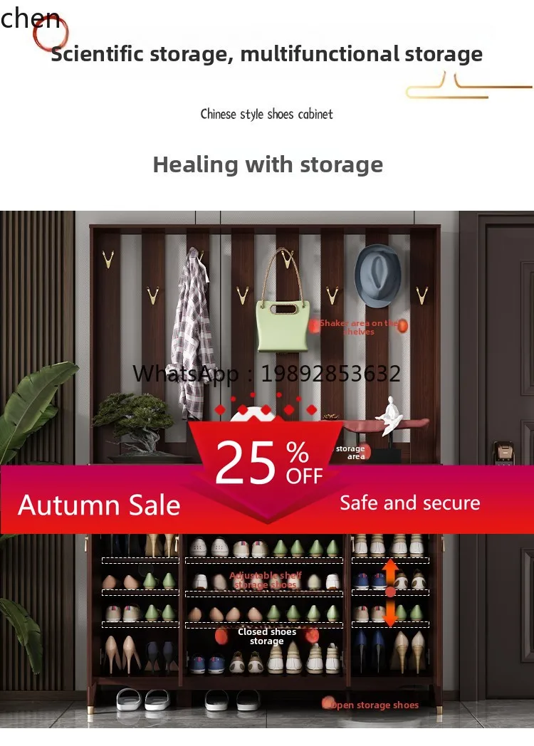 wood shoe cabinet with hanger integrated against the wall, large capacity into the door porch locker living room decoration 
wood shoe cabinet with hanger integrated against the wall, large capacity into the door porch locker living room decoration