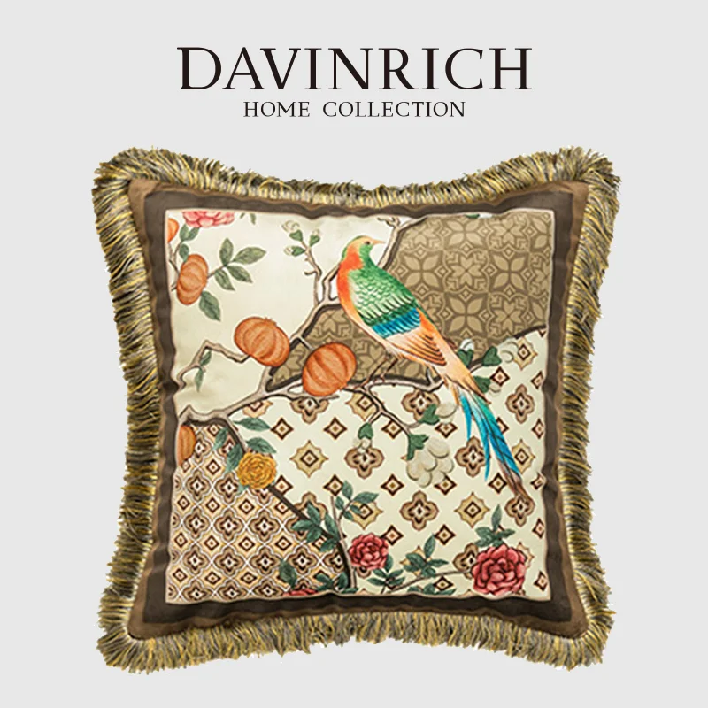 DAVINRICH Bird Persimmon Decorative Pillowcase Fusion Of Chinese And Western Elements Design Luxury Velvet Cushion Cover 43x43cm
DAVINRICH Bird Persimmon Decorative Pillowcase Fusion Of Chinese And Western Elements Design Luxury Velvet Cushion Cover 43x43cm