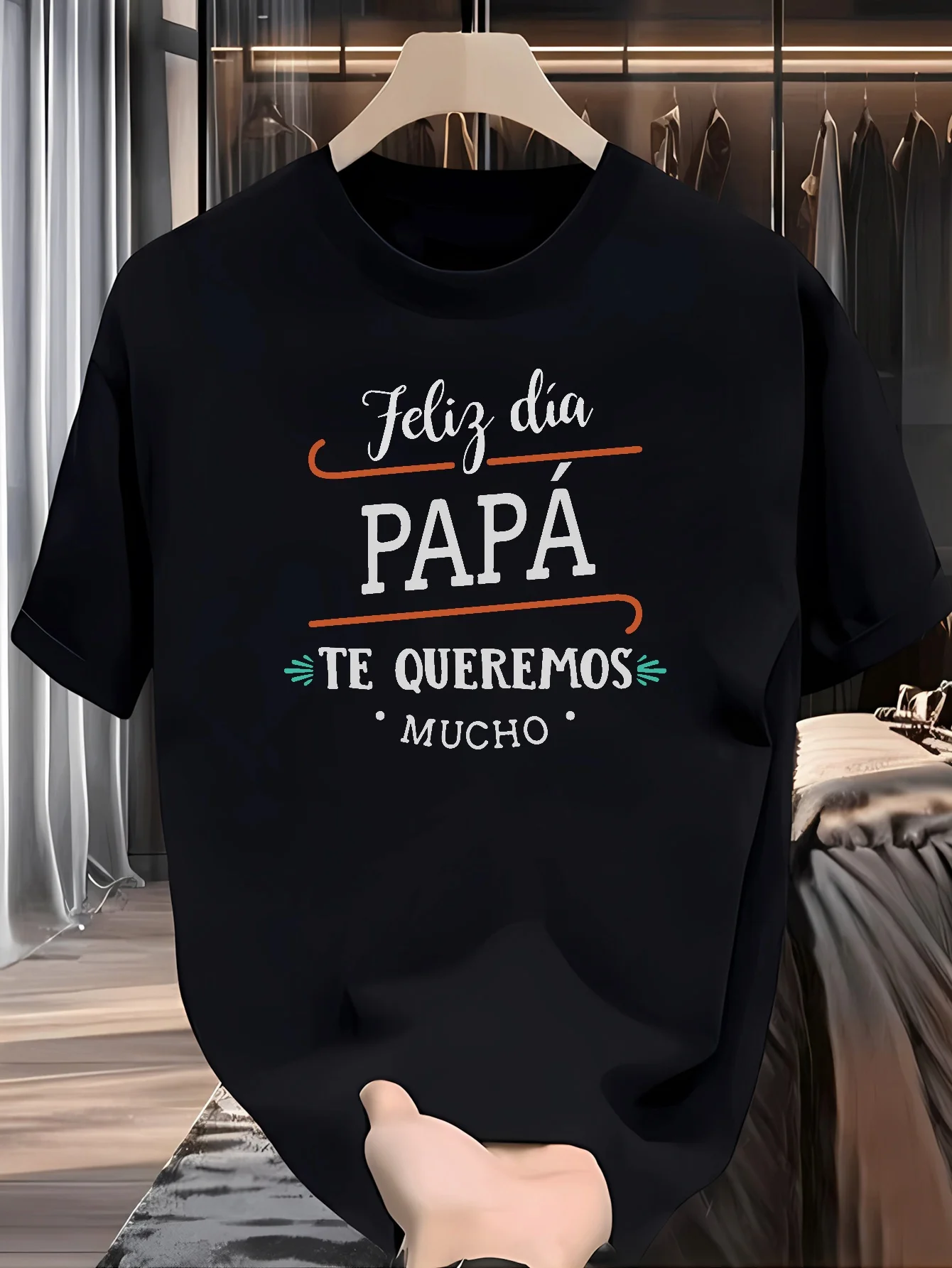 Men'S Casual Crew Neck T-Shirt with "Feliz Dia PAPA" Print - Black, Lightweight Summer Tee with Playful Design
Men'S Casual Crew Neck T-Shirt with "Feliz Dia PAPA" Print - Black, Lightweight Summer Tee with Playful Design
