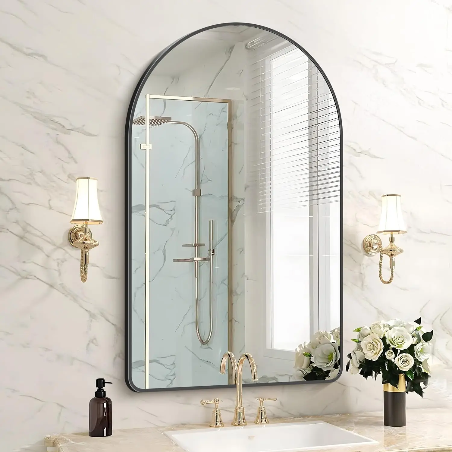 Large Arched Wall Mirror 40x24 Inch, Black Arch Bathroom Mirror with Aluminum Frame, Arched Mirror for Dresser, Fireplace,Entryw
Large Arched Wall Mirror 40x24 Inch, Black Arch Bathroom Mirror with Aluminum Frame, Arched Mirror for Dresser, Fireplace,Entryw