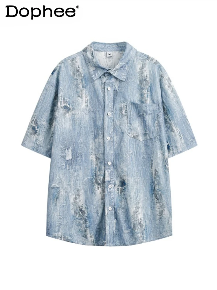 2025 Summer New American Retro Design Denim Short-sleeved Shirt Unisex Style Loose Casual Versatile Couple Old Ripped Shirt
2025 Summer New American Retro Design Denim Short-sleeved Shirt Unisex Style Loose Casual Versatile Couple Old Ripped Shirt