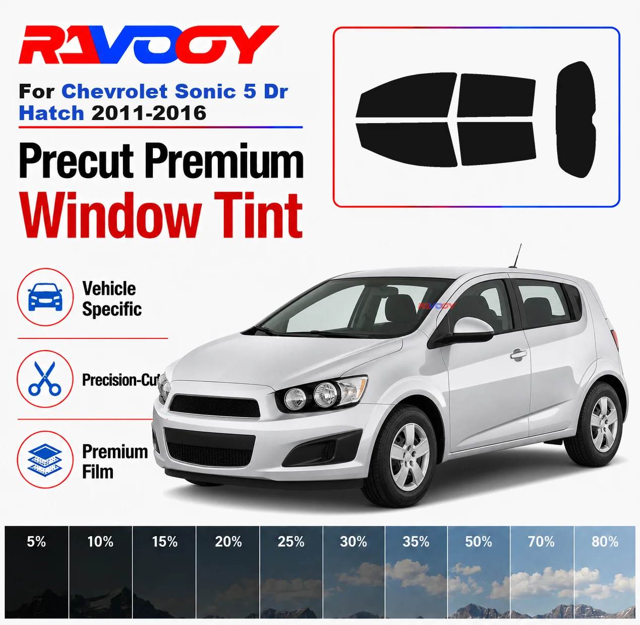 Premium Precut Window Tint Kit Front Rear Windows Rear Windshield For Chevrolet Sonic 5 Dr Hatch 2011-2016 Nano Ceramic Film
Premium Precut Window Tint Kit Front Rear Windows Rear Windshield For Chevrolet Sonic 5 Dr Hatch 2011-2016 Nano Ceramic Film