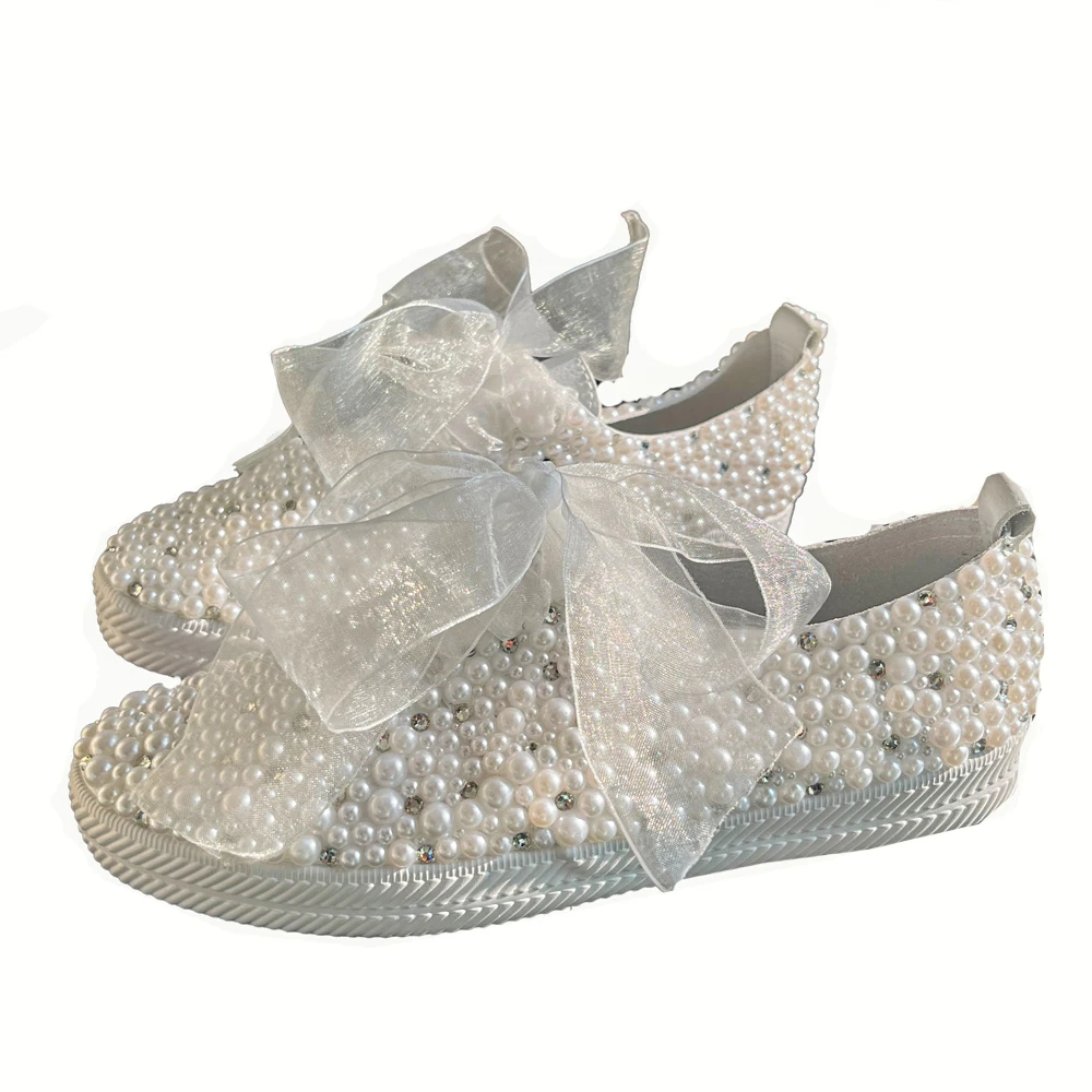 Bride Shoes Pearls Flats Soft Bottom White Comfortable Walk Sticky Hand Made Lovely Beautiful Cute Wedding Shoes Hot Limit Sale
Bride Shoes Pearls Flats Soft Bottom White Comfortable Walk Sticky Hand Made Lovely Beautiful Cute Wedding Shoes Hot Limit Sale