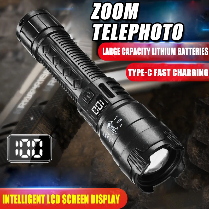 LED Strong Light Flashlight Zoom Telescopic Multi Functional Portable Long Range Ultra Bright Tactical Torch Waterproof Lantern
LED Strong Light Flashlight Zoom Telescopic Multi Functional Portable Long Range Ultra Bright Tactical Torch Waterproof Lantern