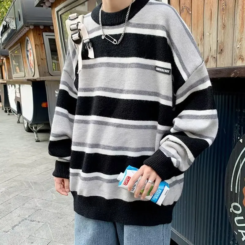 Autumn Winter Large Size Striped Men's Long Sve Knitwear Casual Loose Color Blo Faion Hong Kong Sle Baseball Collar
Autumn Winter Large Size Striped Men's Long Sve Knitwear Casual Loose Color Blo Faion Hong Kong Sle Baseball Collar
