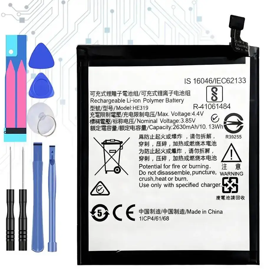 Премиальная замена аккумулятора для мобильного телефона Nokia 3 TA-1020 TA-1028 TA-1032 TA-1038 HE319, 2630 мАч
Премиальная замена аккумулятора для мобильного телефона Nokia 3 TA-1020 TA-1028 TA-1032 TA-1038 HE319, 2630 мАч