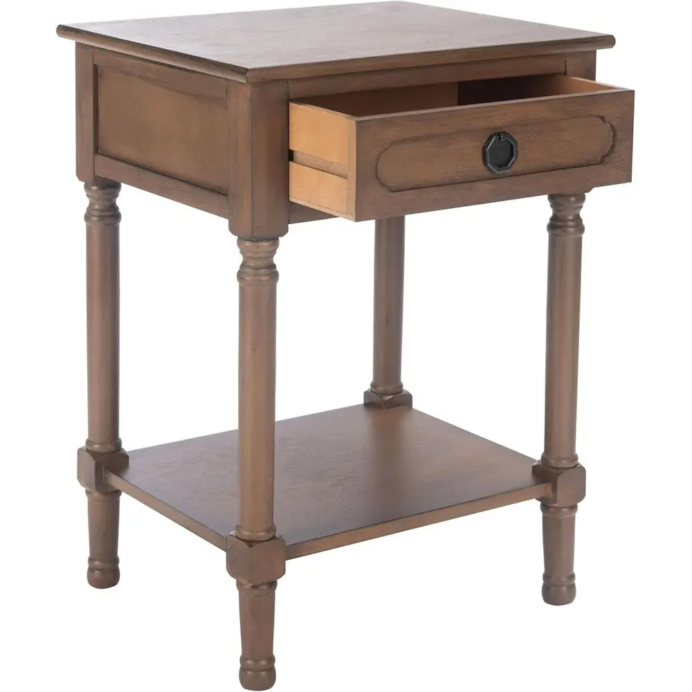 Brown Accent Table with Drawers and Shelf, Elegant Nightstand, Carved Detail Design
Brown Accent Table with Drawers and Shelf, Elegant Nightstand, Carved Detail Design