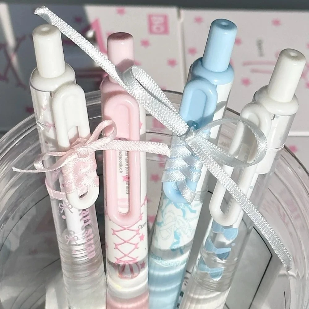4Pcs Lace Ribbon Gel Pens 0.5mm Ins Kawaii Cute Girl Gel Ink Pen Quick Dry Exam Rollerball Neutral Pen
4Pcs Lace Ribbon Gel Pens 0.5mm Ins Kawaii Cute Girl Gel Ink Pen Quick Dry Exam Rollerball Neutral Pen