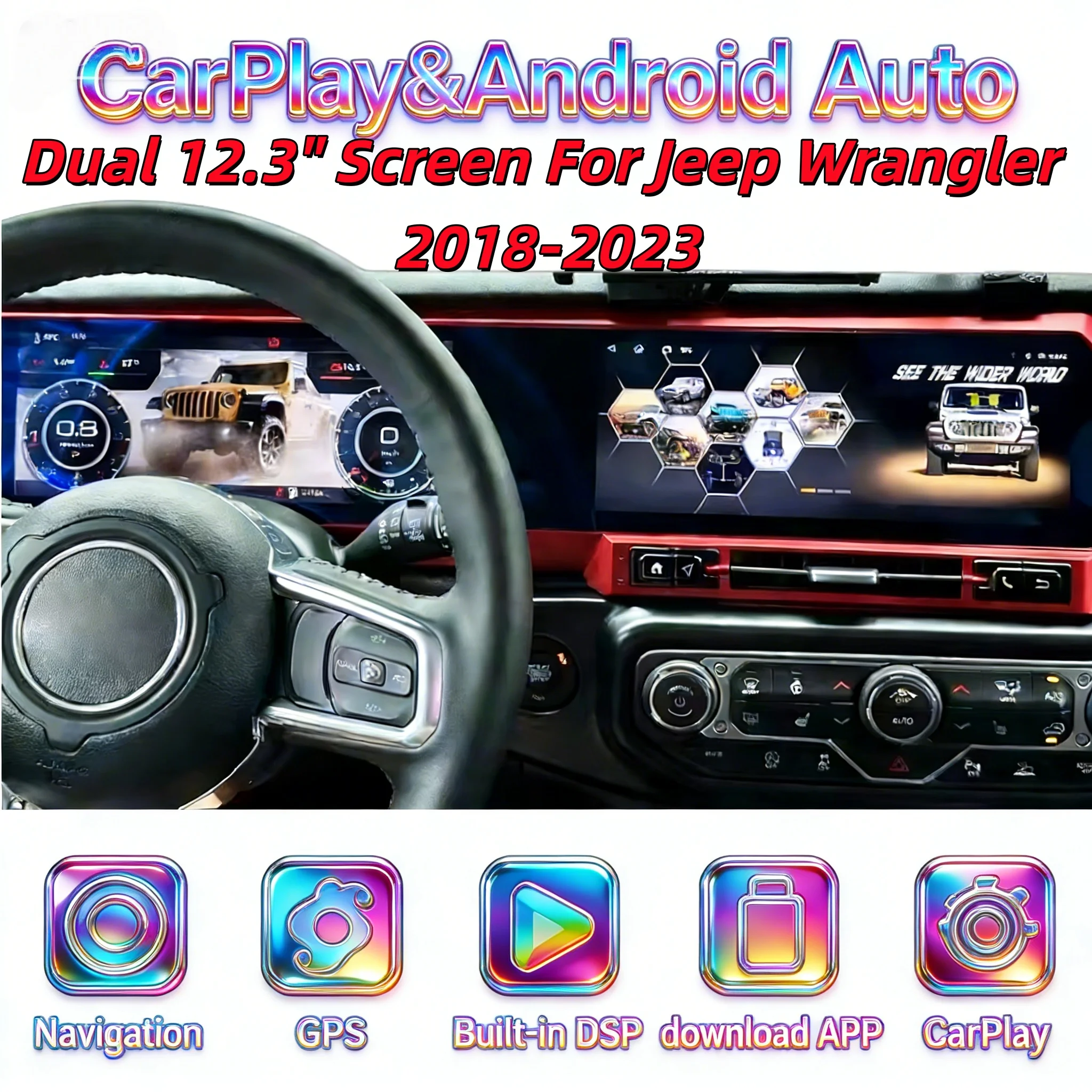 Android 13 Auto Bluetooth Radio CarPlay For Jeep Wrangler 2018-2023 Multimedia Dual Screen Player Digital Dashboard RHD LHD
Android 13 Auto Bluetooth Radio CarPlay For Jeep Wrangler 2018-2023 Multimedia Dual Screen Player Digital Dashboard RHD LHD