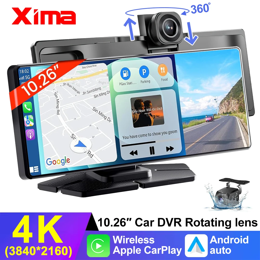 XIMA 10.26 inch Dash Cam 4K Car DVR Wireless Carplay Android Auto GPS Navigation Video Recorder Dashboard Dual Lens Reversing
XIMA 10.26 inch Dash Cam 4K Car DVR Wireless Carplay Android Auto GPS Navigation Video Recorder Dashboard Dual Lens Reversing