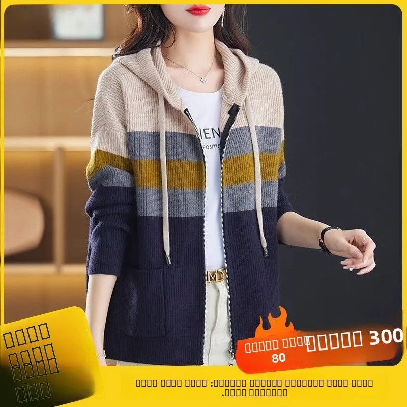 Женская вязаная кофта оверсайз с цветными полосками, осенне-зимняя, свободная, повседневная, с длинными рукавами, для работы и отдыха
Женская вязаная кофта оверсайз с цветными полосками, осенне-зимняя, свободная, повседневная, с длинными рукавами, для работы и отдыха