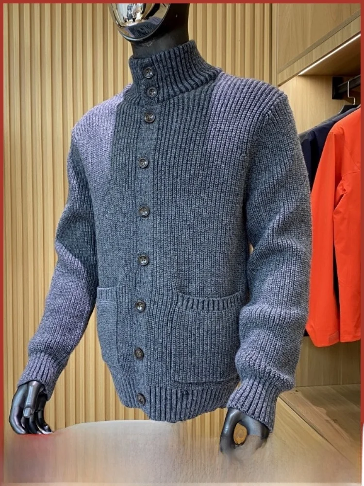 Мужской вязаный кардиган из смеси шерсти Thiened с высоким воротником, теплый модный осенне-зимний свитер, универсальный повседневный свитер на пуговицах
Мужской вязаный кардиган из смеси шерсти Thiened с высоким воротником, теплый модный осенне-зимний свитер, универсальный повседневный свитер на пуговицах