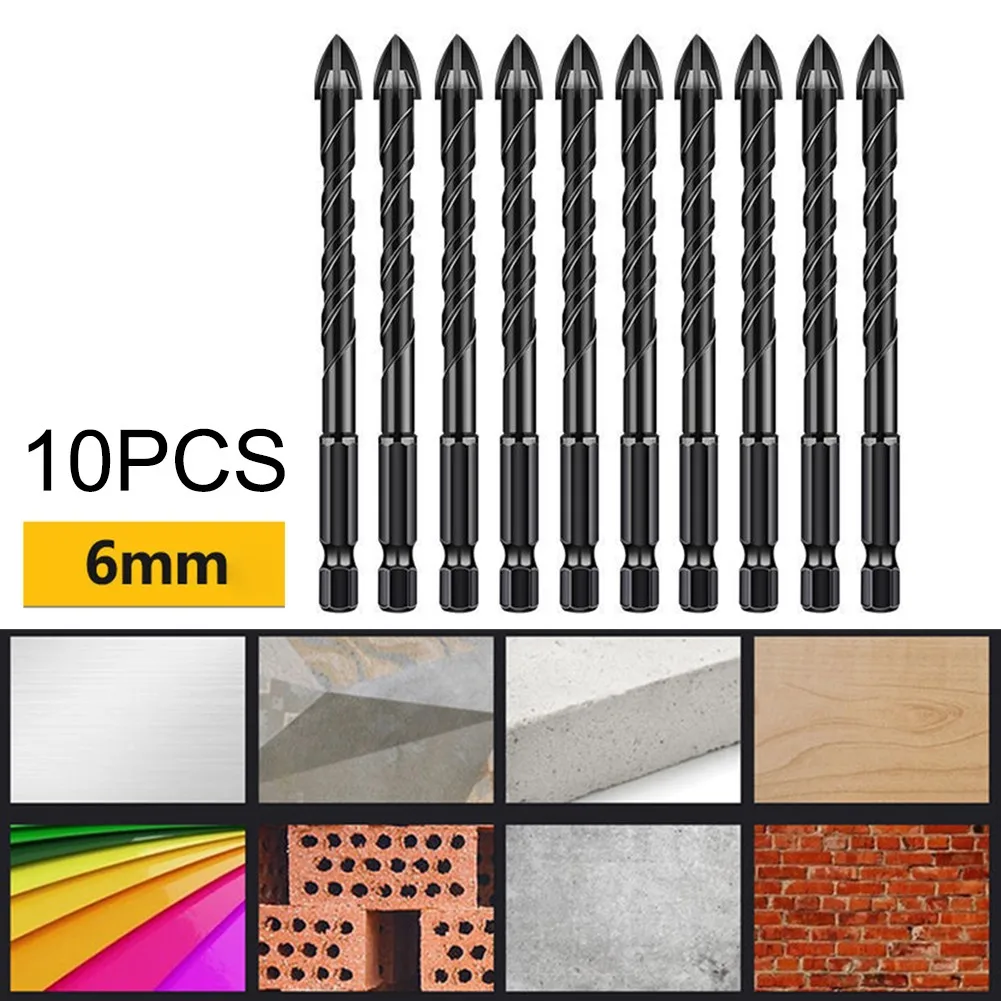 10pcs 6mm Cross Hexagonal Tile Drill Bit Glass Ceramic Concrete Hole Opener Four-edged Drill Bit Multifunctional Drilling Tool
10pcs 6mm Cross Hexagonal Tile Drill Bit Glass Ceramic Concrete Hole Opener Four-edged Drill Bit Multifunctional Drilling Tool