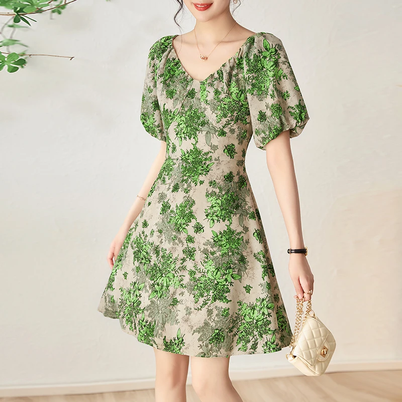 Summer 2025 Fashionable Sweetheart V-Neck Floral Print Puff Sleeve Tie-Back Short Dress New Arrival Women's Clothing
Summer 2025 Fashionable Sweetheart V-Neck Floral Print Puff Sleeve Tie-Back Short Dress New Arrival Women's Clothing