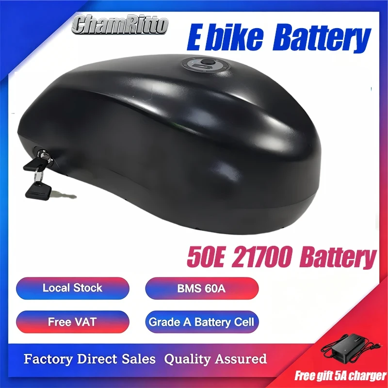 EBike 48V 50Ah 52V 50Ah 60V 40Ah 72V 60Ah Downtube Battery Tank 21700 EBike Bicycle Escooter Battery for 750W 1000W 1500W 2000W
EBike 48V 50Ah 52V 50Ah 60V 40Ah 72V 60Ah Downtube Battery Tank 21700 EBike Bicycle Escooter Battery for 750W 1000W 1500W 2000W