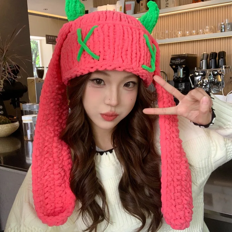 Cute Cartoon Little Devil Ears Knitted Hat Female Autumn and Winter Sweet and Cool Funny Face Small Warm Ear Protection Wool Hat
Cute Cartoon Little Devil Ears Knitted Hat Female Autumn and Winter Sweet and Cool Funny Face Small Warm Ear Protection Wool Hat