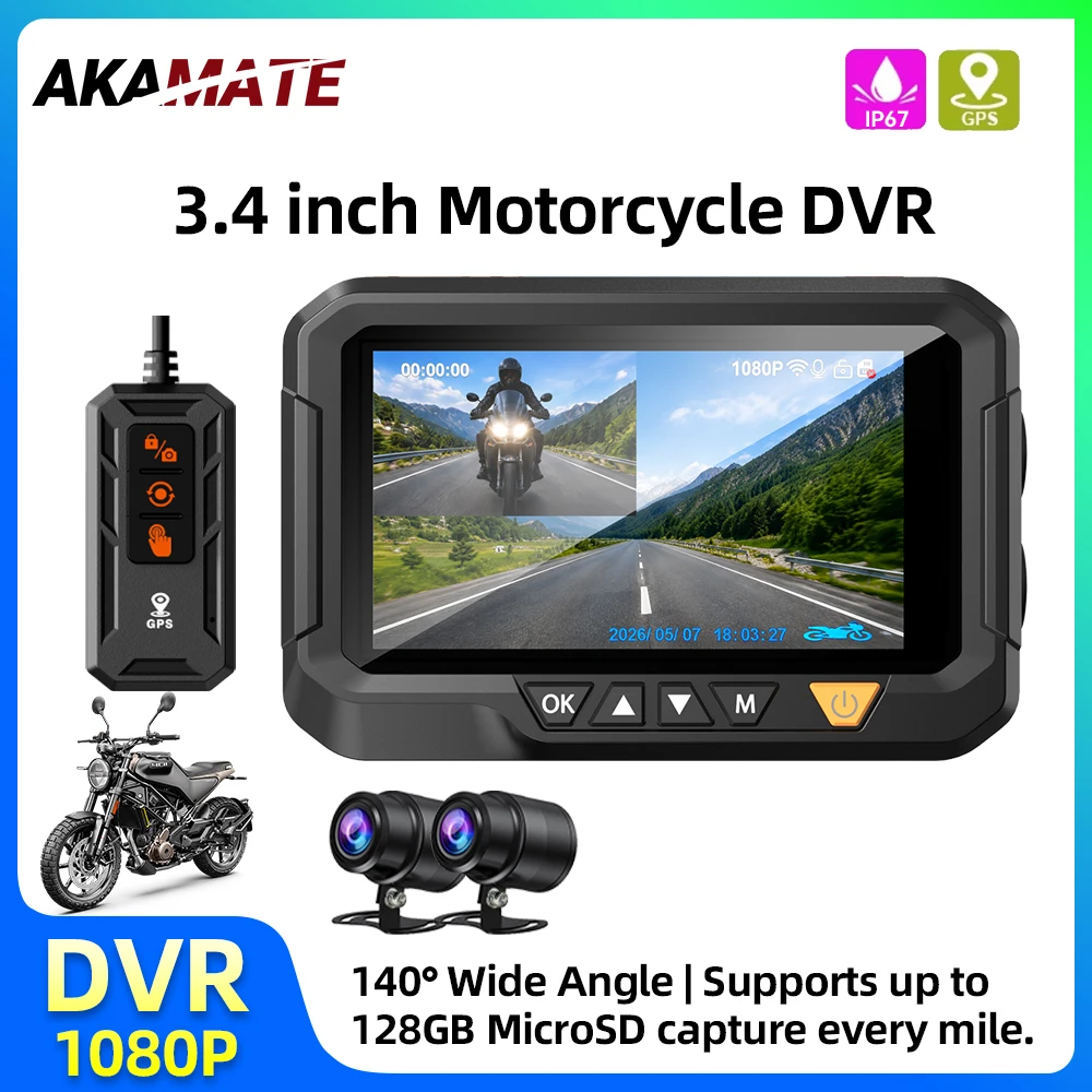 1080P Dual-lens HD Motorcycle DVR with Front and Rear 140 Widely Angle Video Recording Dash Cam WiFi Video For Moto Waterproof
1080P Dual-lens HD Motorcycle DVR with Front and Rear 140 Widely Angle Video Recording Dash Cam WiFi Video For Moto Waterproof