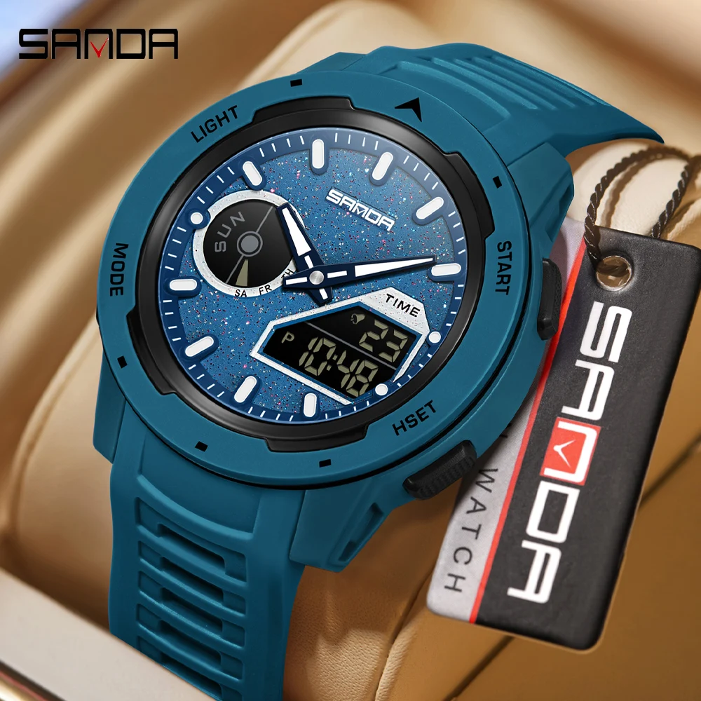 SANDA Large Dial Dual Display Men's Outdoor Sports Watch Luminous Waterproof TPU Band Chronograph Calendar Casual Man Wristwatch
SANDA Large Dial Dual Display Men's Outdoor Sports Watch Luminous Waterproof TPU Band Chronograph Calendar Casual Man Wristwatch
