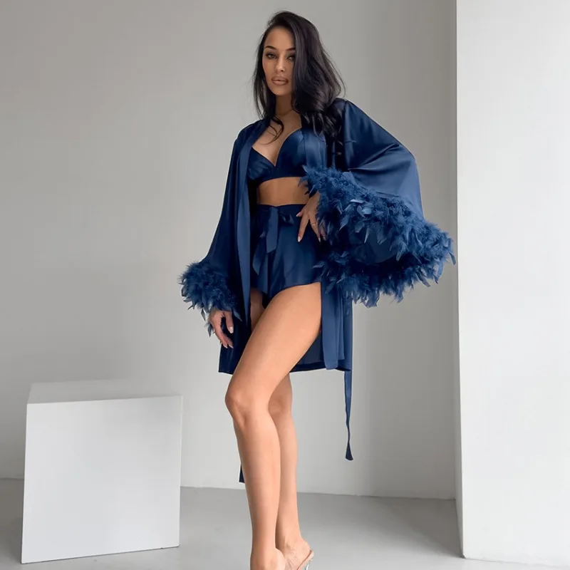 2026 New Texture Splicing Feather Soft Pajamas Set, 3-Piece Women's Loungewear Wholesale in European and American Styles XL Size
2026 New Texture Splicing Feather Soft Pajamas Set, 3-Piece Women's Loungewear Wholesale in European and American Styles XL Size