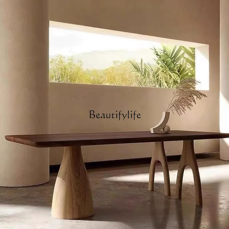 French medieval rectangular conference table walnut retro solid wood dining table wabi sabi
French medieval rectangular conference table walnut retro solid wood dining table wabi sabi