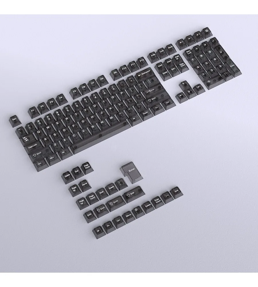 Keycap personality black transparent keycap original engraved small full set of 130 keys PC mechanical keyboard
Keycap personality black transparent keycap original engraved small full set of 130 keys PC mechanical keyboard