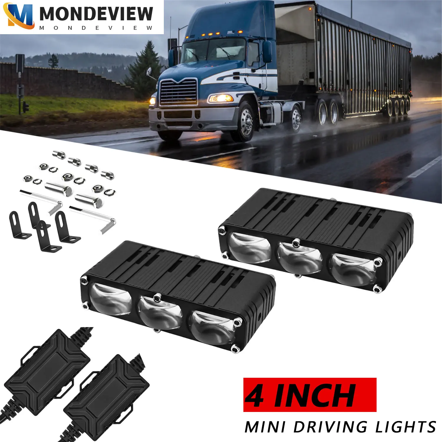 MONDEVIEW 4-inch Three Lens Car Grille Light, Motorcycle Auxiliary Driving Light, Truck Off-road Vehicle High Brightness Light
MONDEVIEW 4-inch Three Lens Car Grille Light, Motorcycle Auxiliary Driving Light, Truck Off-road Vehicle High Brightness Light