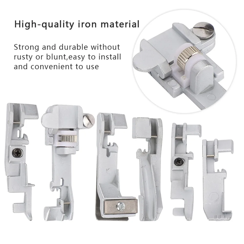 6 шт., набор прижимных лапок из цинкового сплава, совместимая прочная прижимная лапка для оверлока, многофункциональная для SINGER 14U 14CG754 14SH654
6 шт., набор прижимных лапок из цинкового сплава, совместимая прочная прижимная лапка для оверлока, многофункциональная для SINGER 14U 14CG754 14SH654