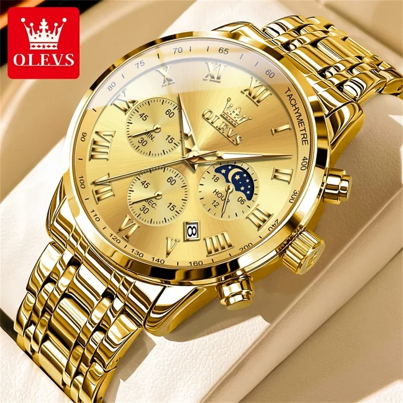 OLEVS 5529 Classic Multifunctional Golden Stainless Steel Men's Watches Top Luxury Waterproof Quartz Wrist Watches Men
OLEVS 5529 Classic Multifunctional Golden Stainless Steel Men's Watches Top Luxury Waterproof Quartz Wrist Watches Men