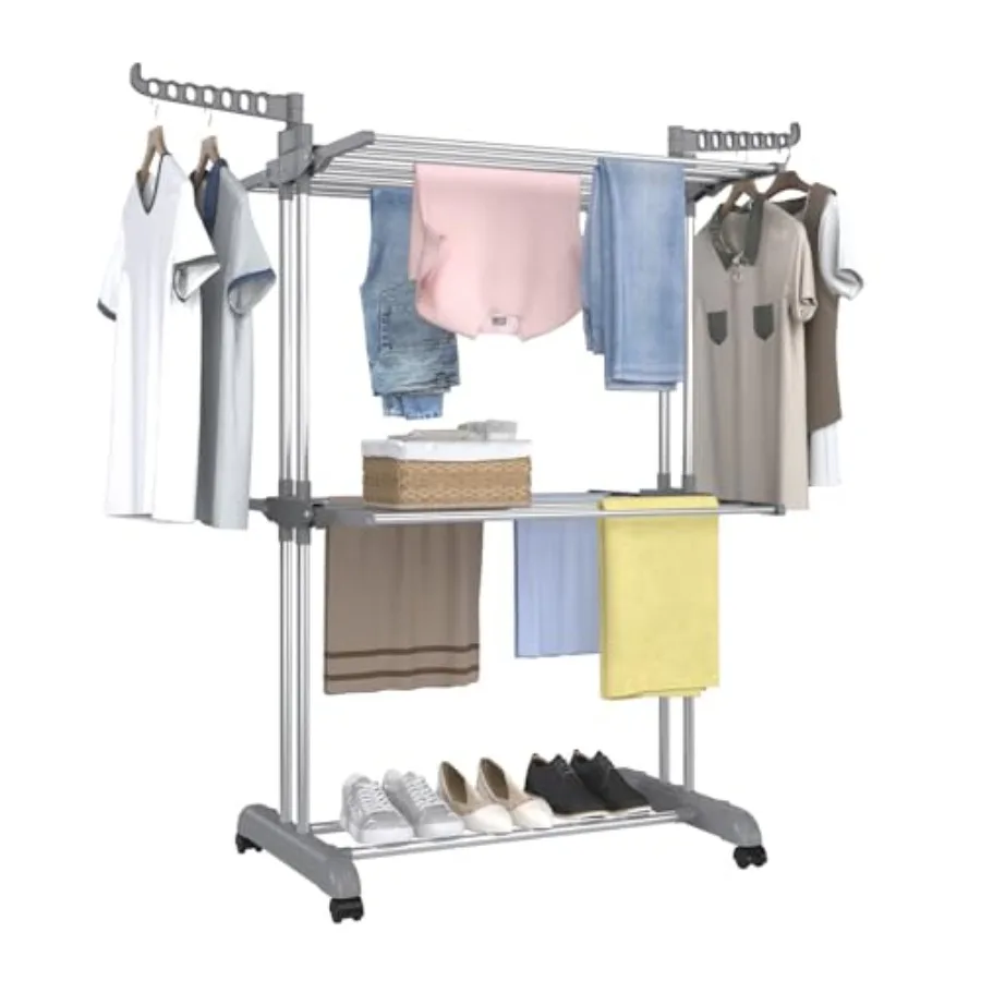 Clothes Drying Rack 57 Inch Laundry Drying Rack Foldable Stainless Steel Clothing Rack Movable Laundry Rack for Indoor Outdoor
Clothes Drying Rack 57 Inch Laundry Drying Rack Foldable Stainless Steel Clothing Rack Movable Laundry Rack for Indoor Outdoor