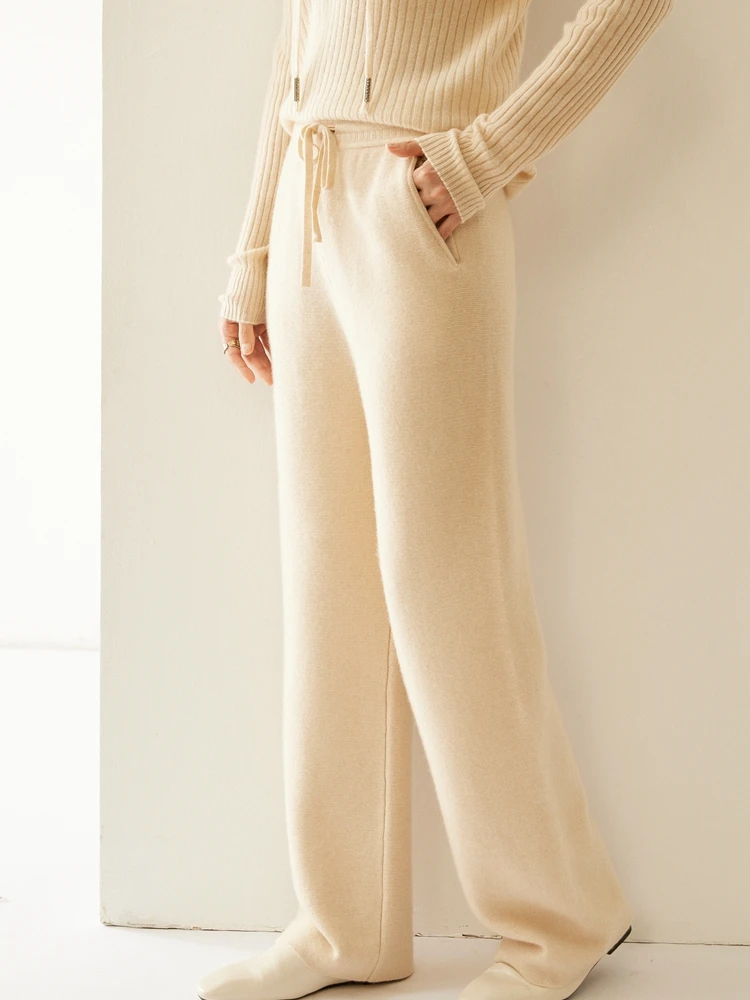 Women Cashmere Pants Autumn Winter Elastic Waist Straight Pants Office Lady 100% Cashmere Knitted Basic Thick Warm Trousers New
Women Cashmere Pants Autumn Winter Elastic Waist Straight Pants Office Lady 100% Cashmere Knitted Basic Thick Warm Trousers New