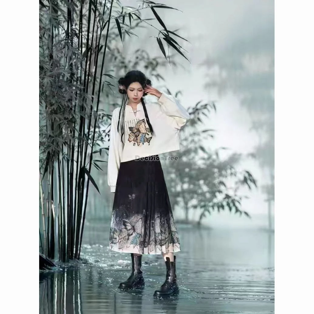 2024 new chinese characteristic retro literature art set solid color butterfly printing top ink style gradient horse face skirt
2024 new chinese characteristic retro literature art set solid color butterfly printing top ink style gradient horse face skirt
