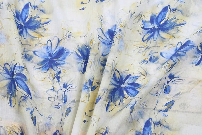 1yard Blue flowers printing tissu Designer's artistic dress,pants,shirt fabric for clothing Sand washed pure ramie fabric
1yard Blue flowers printing tissu Designer's artistic dress,pants,shirt fabric for clothing Sand washed pure ramie fabric