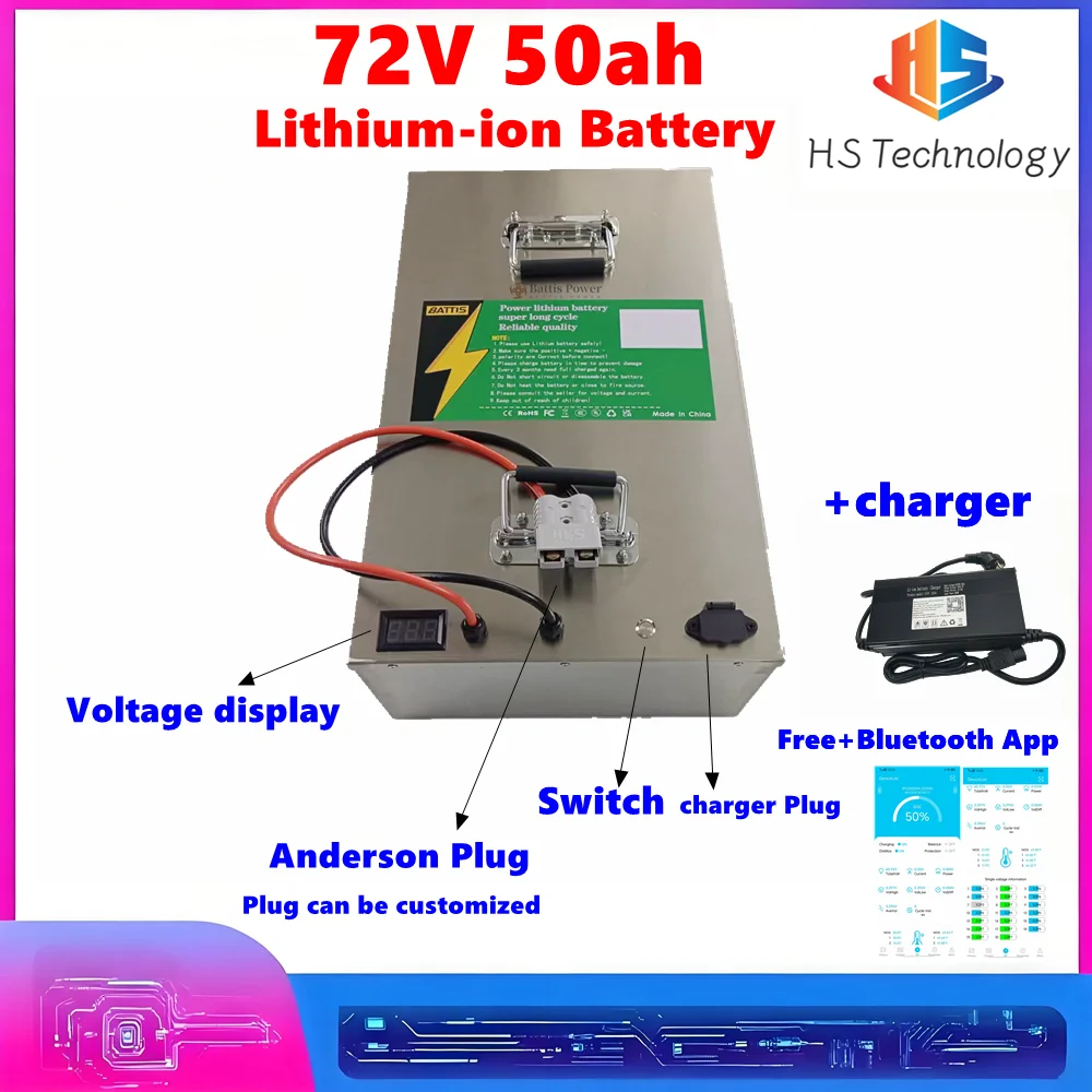 high power 72v 50Ah 100Ah 100A Rechargeable Battery Li-ion Battery with Built-in BMS for Bombers, New Energy Vehicles,Golf Carts
high power 72v 50Ah 100Ah 100A Rechargeable Battery Li-ion Battery with Built-in BMS for Bombers, New Energy Vehicles,Golf Carts