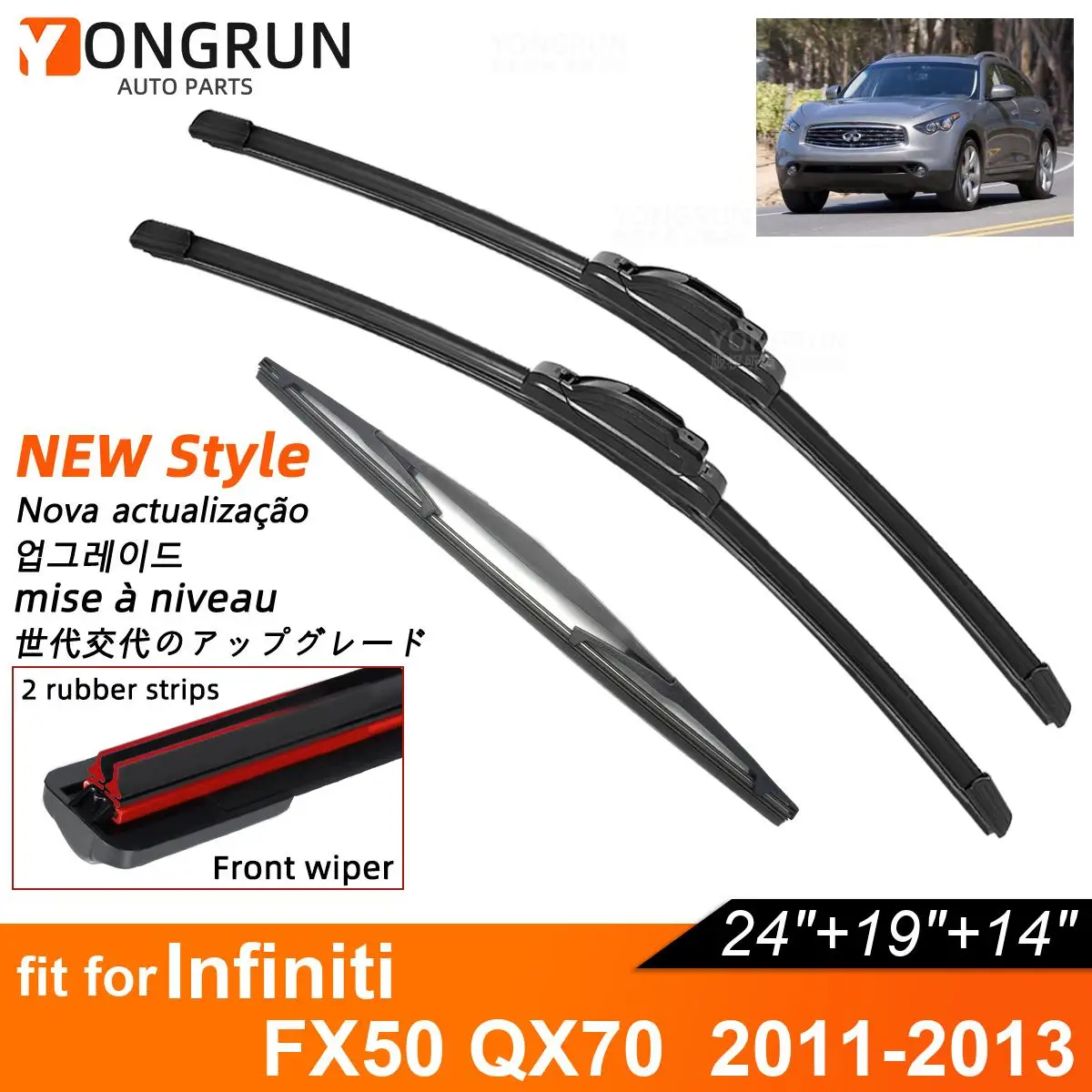 Двойные резиновые автомобильные дворники для 2011-2013 Infiniti FX50 QX70, стеклоочистители для переднего и заднего стекла, автомобильные аксессуары 2011 2012 2013
Двойные резиновые автомобильные дворники для 2011-2013 Infiniti FX50 QX70, стеклоочистители для переднего и заднего стекла, автомобильные аксессуары 2011 2012 2013