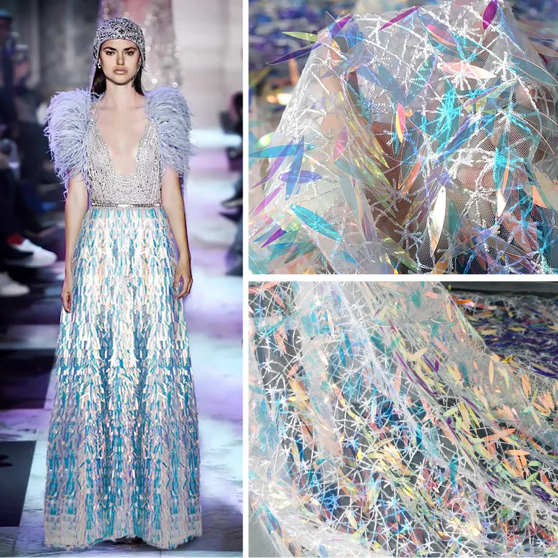 1 yard Encrypt pleated iridescent laser sequin fabric Designer gradient iridescent Lace wedding mesh dress fabrics for sewing
1 yard Encrypt pleated iridescent laser sequin fabric Designer gradient iridescent Lace wedding mesh dress fabrics for sewing