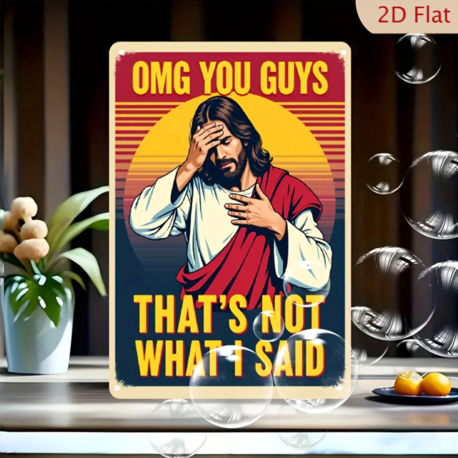 2D Flat Decorative Sign Plaque 1pc Cartoon Jesus Face Palm Metal Tin Sign - "Oh My God, You People, That'S Not What I Said" - Room House Decoration
2D Flat Decorative Sign Plaque 1pc Cartoon Jesus Face Palm Metal Tin Sign - "Oh My God, You People, That'S Not What I Said" - Room House Decoration