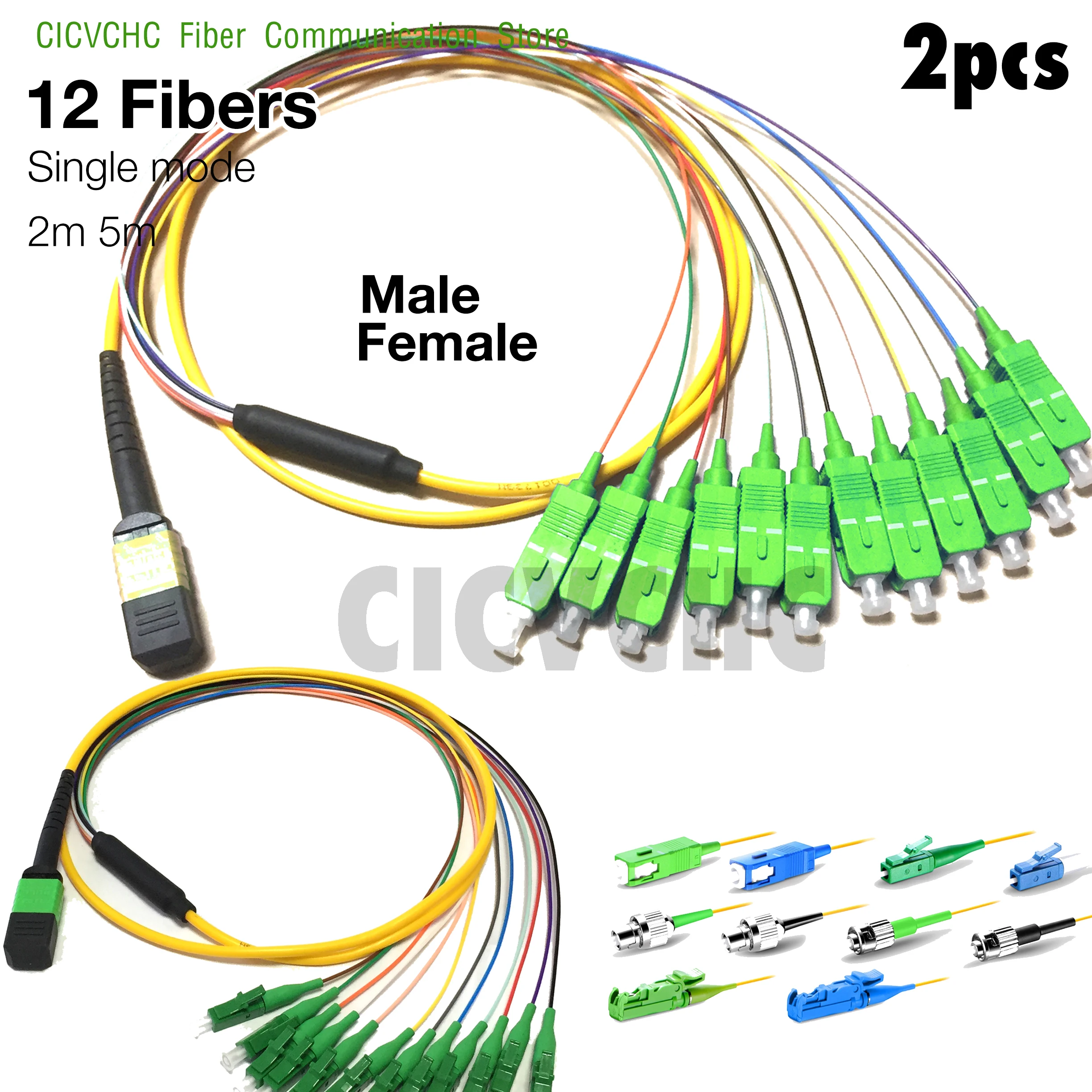 2pcs 12 fibers MPO/APC Fanout SC LC FC ST E2000, SM Elite Low loss Male, Female, 0.9mm cable, MPO Assembly, Optic Fiber 
2pcs 12 fibers MPO/APC Fanout SC LC FC ST E2000, SM Elite Low loss Male, Female, 0.9mm cable, MPO Assembly, Optic Fiber