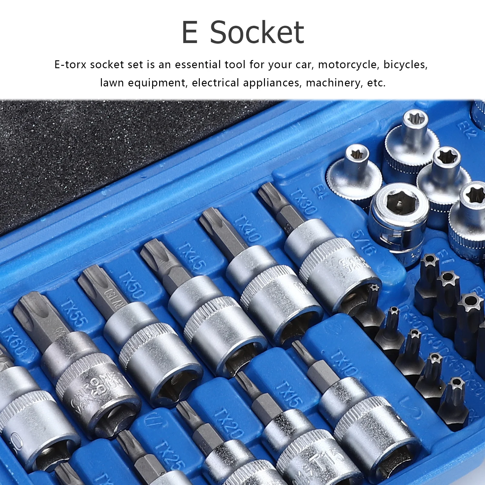 34Pcs Socket Set Steel Star Bit E-Socket Hand Tool with Deep Design for High Torque Applications Auto Motorcycle Repair Kit
34Pcs Socket Set Steel Star Bit E-Socket Hand Tool with Deep Design for High Torque Applications Auto Motorcycle Repair Kit