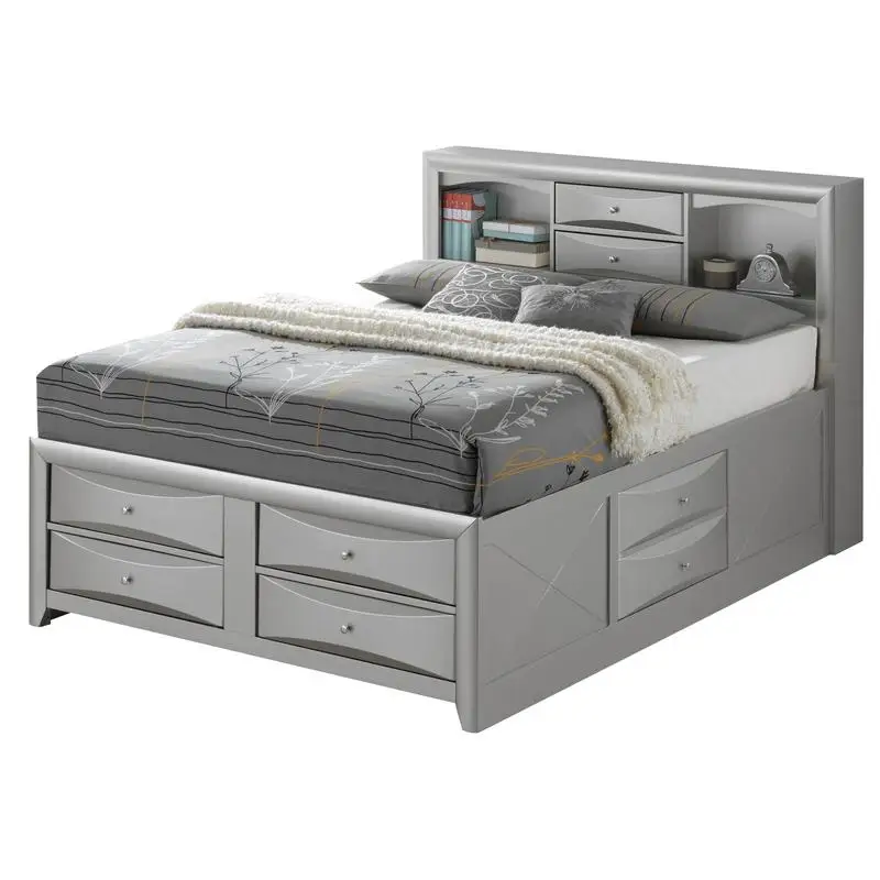 Contemporary Silver King Storage Bed with Champagne Finish and Modern Design
Contemporary Silver King Storage Bed with Champagne Finish and Modern Design