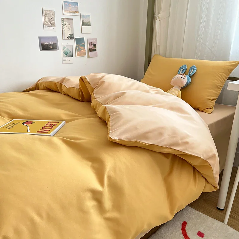 New Solid Color Quilt Cover Washed Cotton Two-piece Four-piece Set Skin Friendly Student Blanket Double Use 220x240 Bedding
New Solid Color Quilt Cover Washed Cotton Two-piece Four-piece Set Skin Friendly Student Blanket Double Use 220x240 Bedding