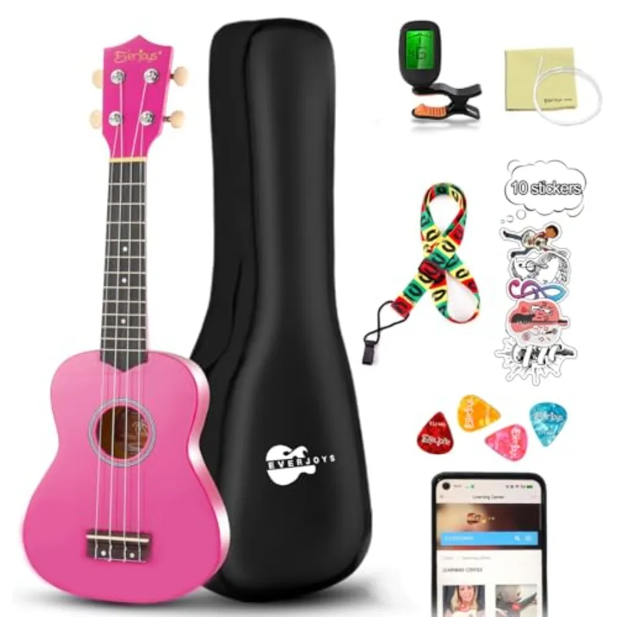 Soprano Ukulele Beginner Kit 21 Inch for learning, mahogany body, shiny purple finish, includes gig bag tuner picks strap and f
Soprano Ukulele Beginner Kit 21 Inch for learning, mahogany body, shiny purple finish, includes gig bag tuner picks strap and f