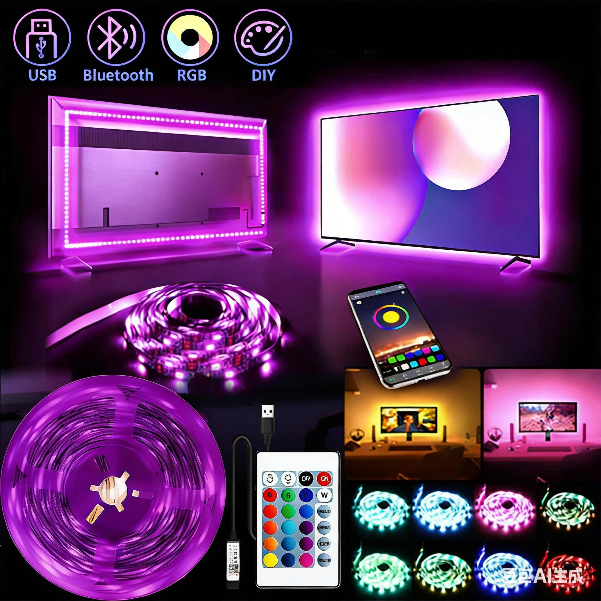 Светодиодная лента 1-30 м с управлением через приложение и пультом на 24 кнопки, USB 5В, синхронизация с музыкой, RGB, гибкая, для вечеринок и дома
Светодиодная лента 1-30 м с управлением через приложение и пультом на 24 кнопки, USB 5В, синхронизация с музыкой, RGB, гибкая, для вечеринок и дома