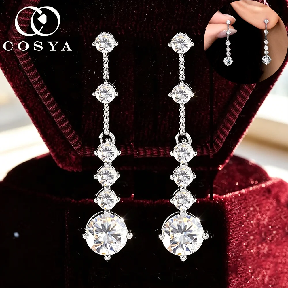 COSYA 5cttw Full Moissanite Earrings for Women 100% S925 Silver D Color Lab Diamond Long Drop Wedding Dainty Fine Jewelry Gift
COSYA 5cttw Full Moissanite Earrings for Women 100% S925 Silver D Color Lab Diamond Long Drop Wedding Dainty Fine Jewelry Gift