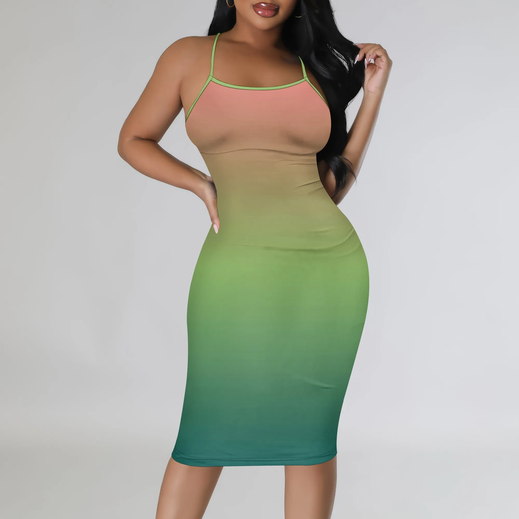 Women's Summer Boho Spaghetti Straps Bodycon Midi Dress Sexy Stretchy Ombre Print for Beach Vacation Cocktail Party
Women's Summer Boho Spaghetti Straps Bodycon Midi Dress Sexy Stretchy Ombre Print for Beach Vacation Cocktail Party