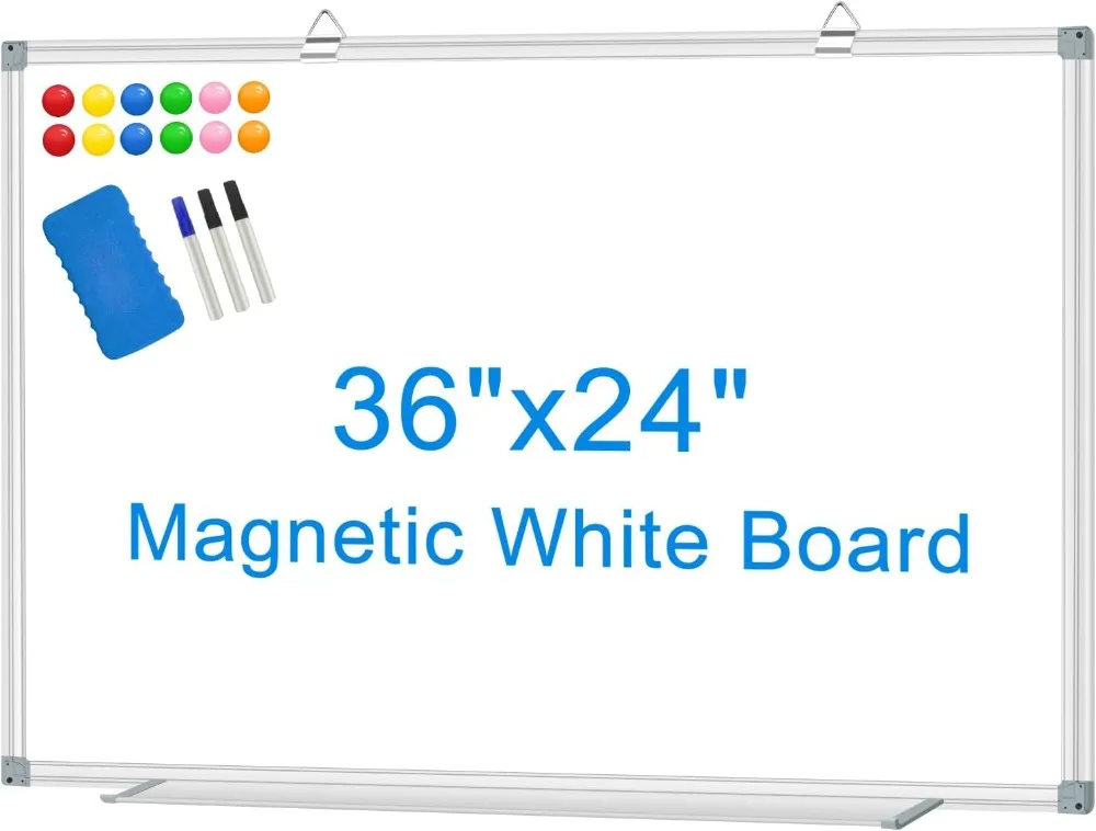 36x24-дюймовая магнитная доска для сухого стирания с подставкой для ручек, маркерами, ластиком и магнитами для офиса, дома или школы
36x24-дюймовая магнитная доска для сухого стирания с подставкой для ручек, маркерами, ластиком и магнитами для офиса, дома или школы