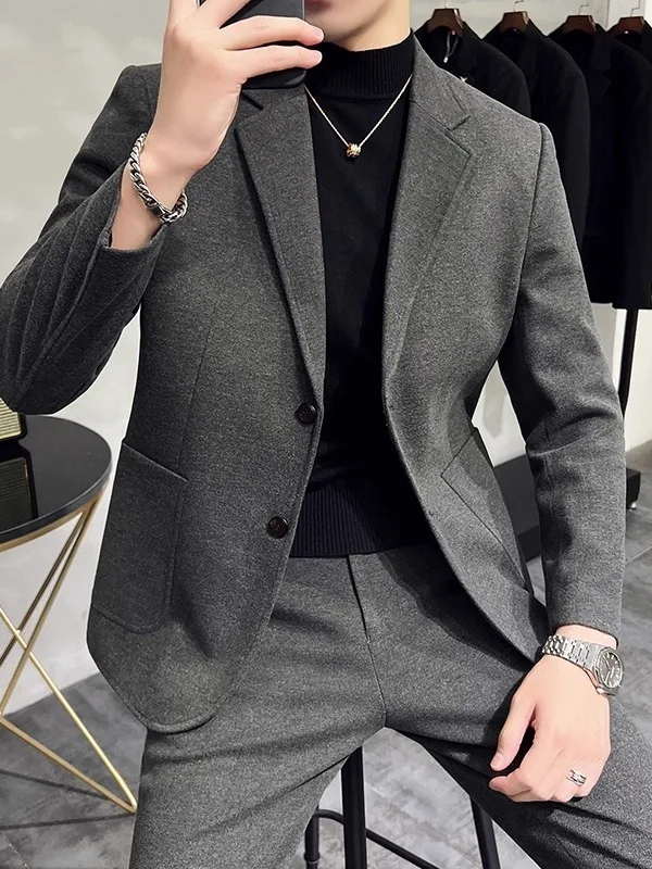 Brown Men's Woolen Suit Casual British Style Korean Version Leisure Coat Spring Autumn Seasonal
Brown Men's Woolen Suit Casual British Style Korean Version Leisure Coat Spring Autumn Seasonal