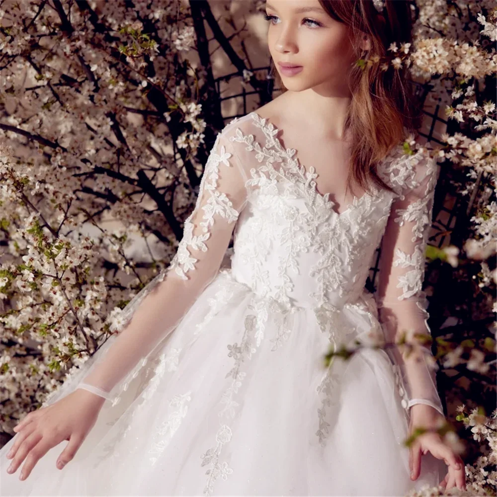 Customized Flower Girl Dress Long Sleeve Lace Quality Appliques Tailing For Wedding Kids Birthday Party First Communion Gowns
Customized Flower Girl Dress Long Sleeve Lace Quality Appliques Tailing For Wedding Kids Birthday Party First Communion Gowns