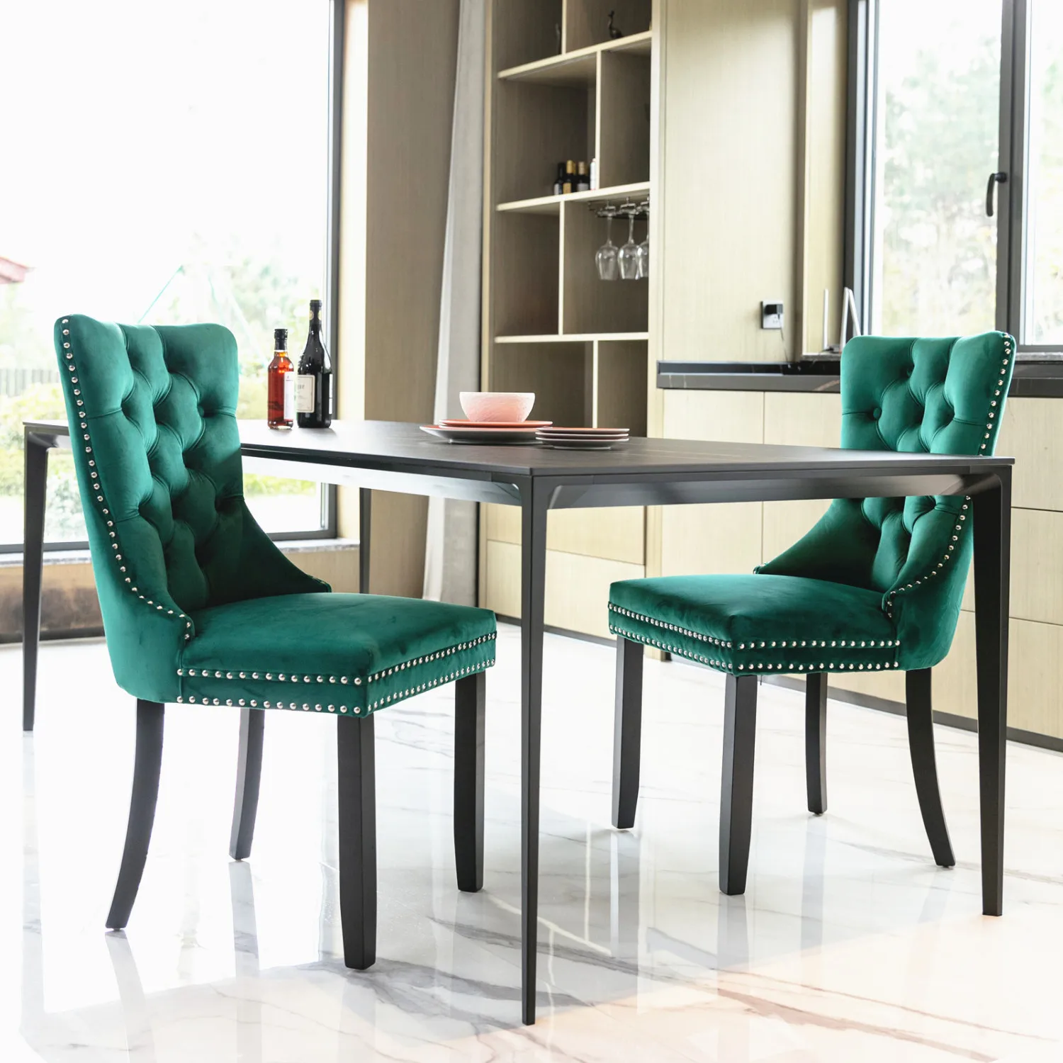 Nikki Collection Modern, High-end Tufted Solid Wood Contemporary Velvet Upholstered Dining Chair with Wood Legs Nailhead Trim 2-
Nikki Collection Modern, High-end Tufted Solid Wood Contemporary Velvet Upholstered Dining Chair with Wood Legs Nailhead Trim 2-
