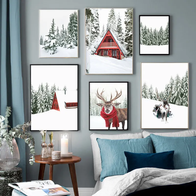 Reindeer Cedar Paintings On The Wall Forest Red House Print Art Canvas Poster For Living Room Decor Home Wall Picture
Reindeer Cedar Paintings On The Wall Forest Red House Print Art Canvas Poster For Living Room Decor Home Wall Picture