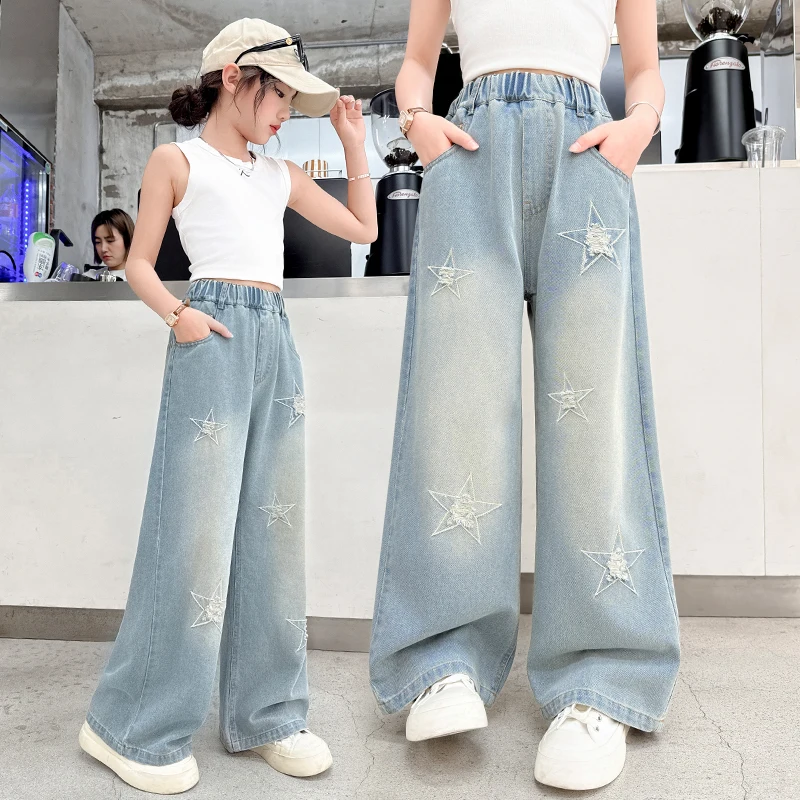 Hot Sale Child Blue Baggy Jeans with Stars For Tween Girls Fashion Street y2k Star Denim Pants Kids Ripped Jeans Trousers 5-14Y
Hot Sale Child Blue Baggy Jeans with Stars For Tween Girls Fashion Street y2k Star Denim Pants Kids Ripped Jeans Trousers 5-14Y